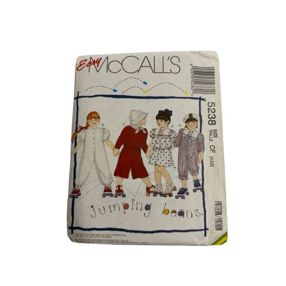 Easy McCall’s 5238 Girls Jumpsuit, Top, Shorts & Pants Sewing Pattern Size 4-6